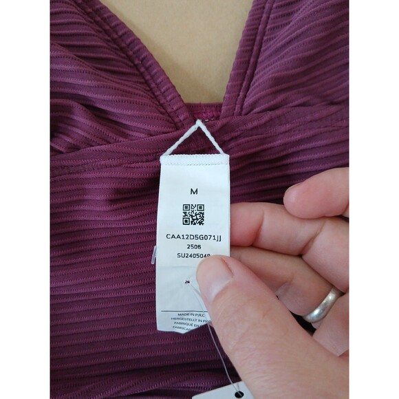 Cupshe Women's M Swimsuit Tankini Set Plum Ribbed Resortwear Vacation Swimwear - Picture 3 of 8